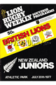 New Zealand Juniors v British Lions 1977 rugby  Programmes